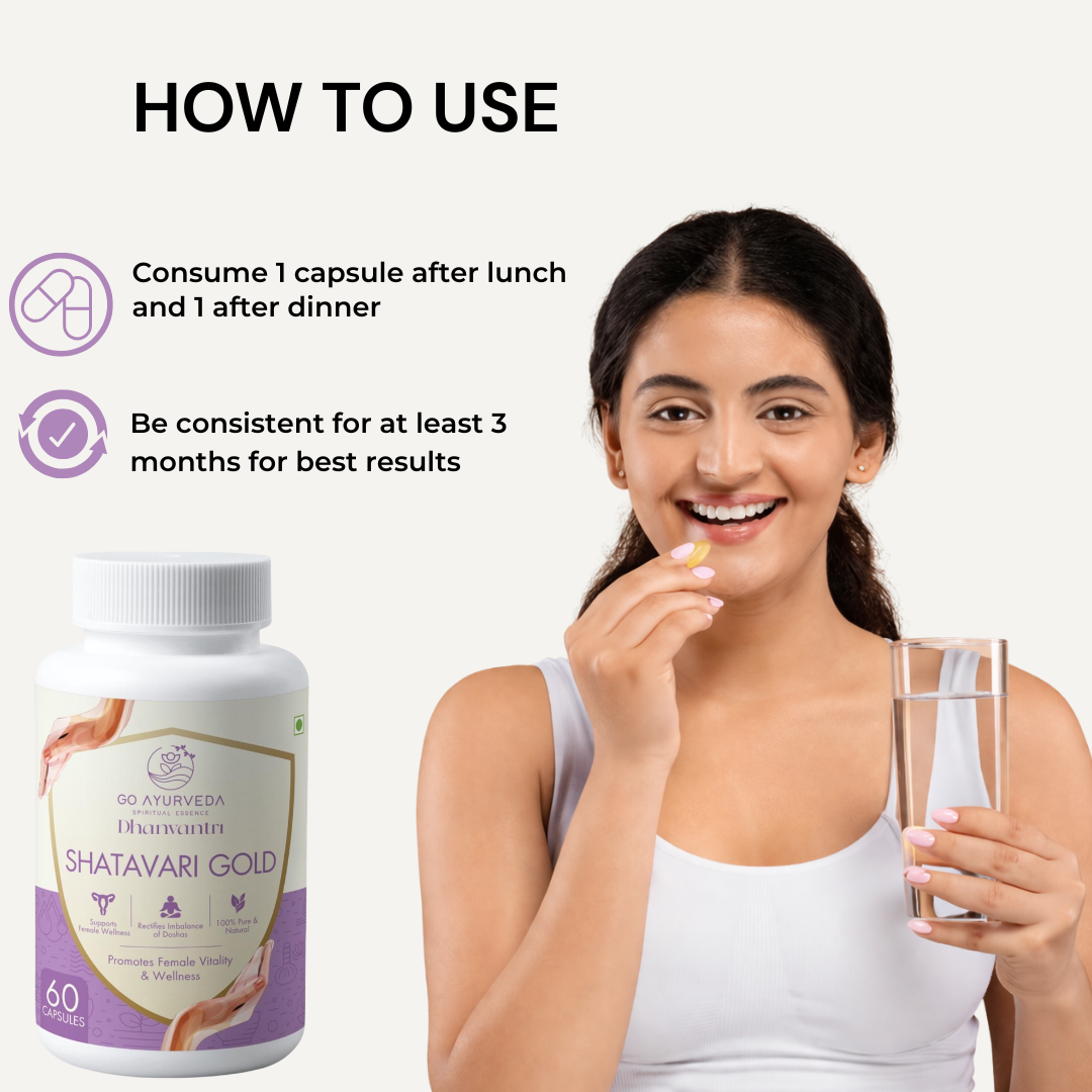 Shatavari Gold Capsules | For Hormonal Balance, PCOD & Women’s Wellness | 60 Capsules