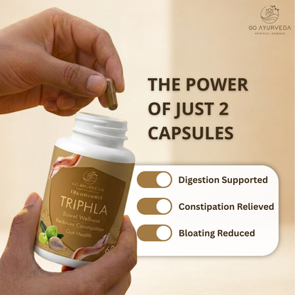 Triphla Capsules | For Constipation, Digestion and Acidity | No added Sugar | 60 Capsules