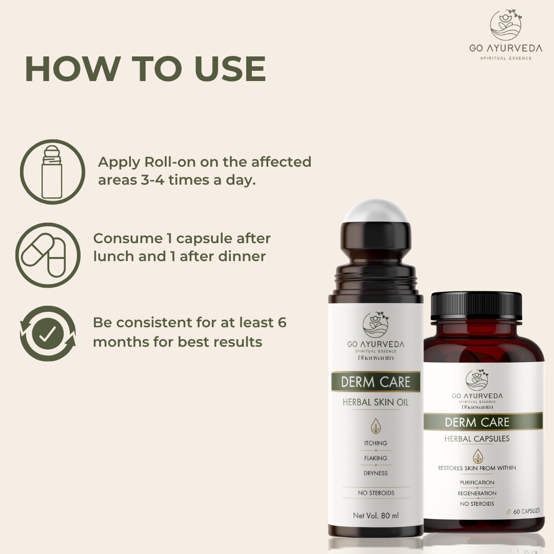 Derm Care Oil Roll-On - Ayurvedic Oil for Psoriasis, Eczema, Itching & Rashes