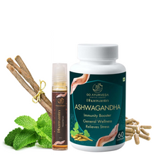 Load image into Gallery viewer, Ashwagandha Capsules + Dhanvantri Head Roll On Combo
