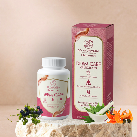 Derm Care Solution - Ayurvedic Capsules & Oil Roll-On for Psoriasis, Eczema & Itching