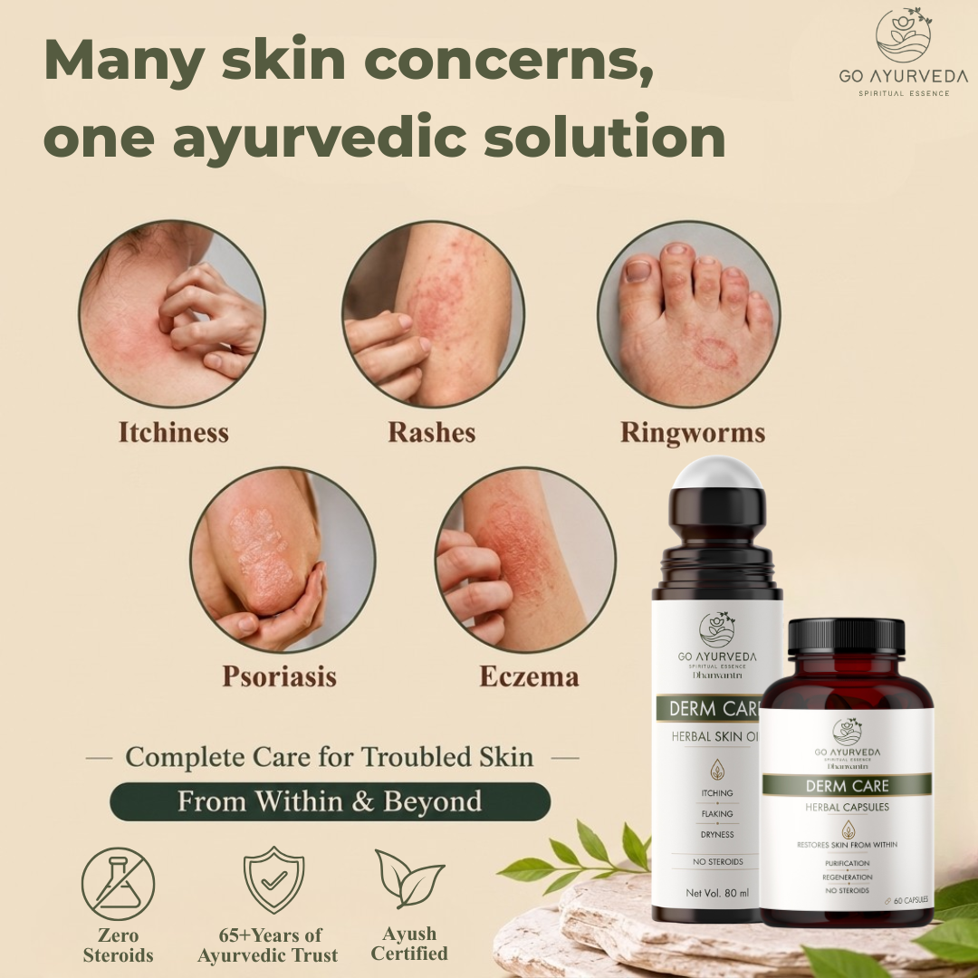 Derm Care Oil Roll-On - Ayurvedic Oil for Psoriasis, Eczema, Itching & Rashes