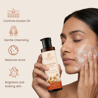 Manjhistha Face Wash | Controls Excess Oil, Gently Cleanses & Brightens Skin | For Oily & Acne-Prone Skin | 100ml